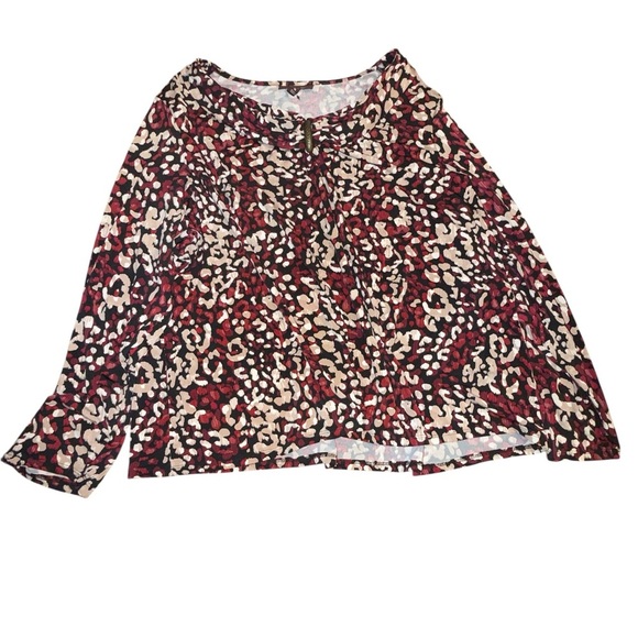 Dana Buchman Red and Black Animal Print Blouse - Picture 2 of 5